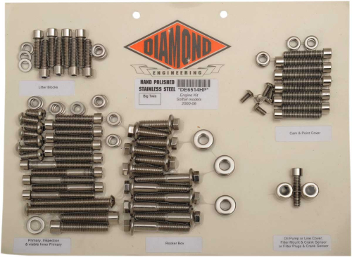 Diamond Engineering - Diamond Engineering OEM-Style Polished Stainless Engine Kit - DE6514H