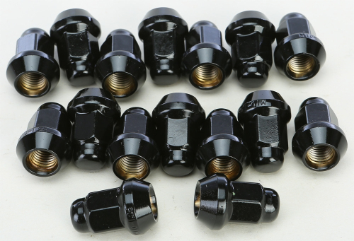 AWC - AWC 10mm x 1.25 600 Tapered Black Lug Nut 14mm Head - 16 pack - ALUGB-14BX