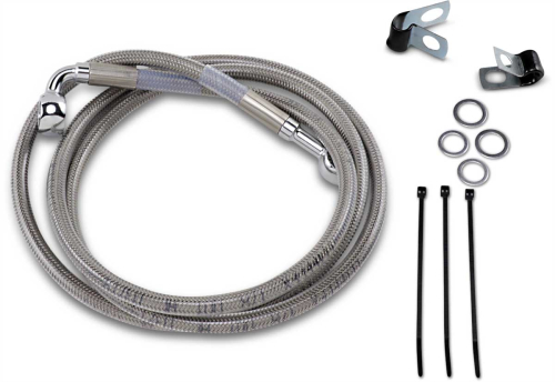 Drag Specialties - Drag Specialties Extended Stainless Steel Front Brake Line Kit - Clear Coated - 50 7/8in. - 640115-4