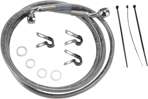 Drag Specialties - Drag Specialties Extended Stainless Steel Front Brake Line Kit - Clear Coated - 54 1/4in. - 660214-10