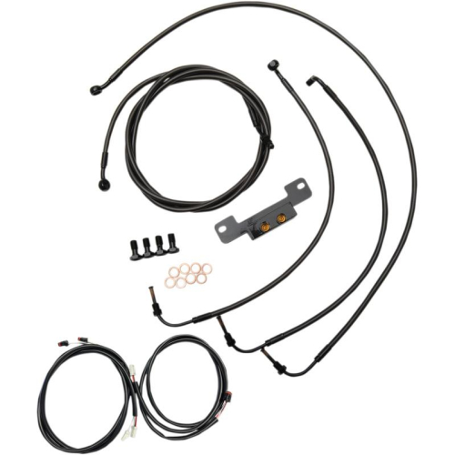 LA Choppers - LA Choppers Complete Handlebar Cable/Brake & Clutch Line/Wire Kit - Midnight Braided - LA-8055KT3-19M