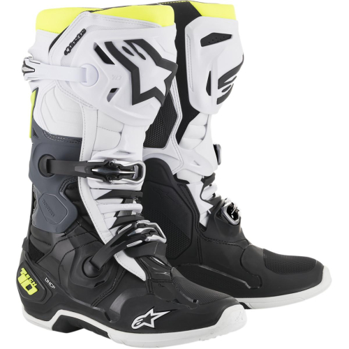 Alpinestars - Alpinestars Tech 10 Non-Vented Boots - 2010019-125-8 - Black/White/Yellow Fluorescent - 8