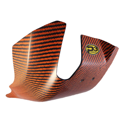 P3 - P3 Carbon Fiber Skid Plate - Black/Orange Weave - 301066-ORG