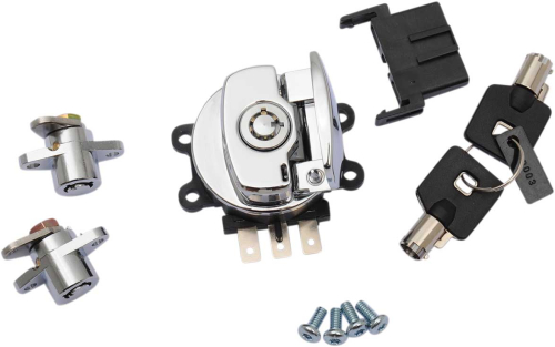 Drag Specialties - Drag Specialties Side Hinge Ignition Switch and Saddlebag Lock Kit - Chrome - 2106-0407