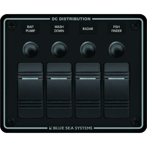 Blue Sea Systems - Blue Sea 8372 Water Resistant 4 Position - Black - Horizontal Mount Panel