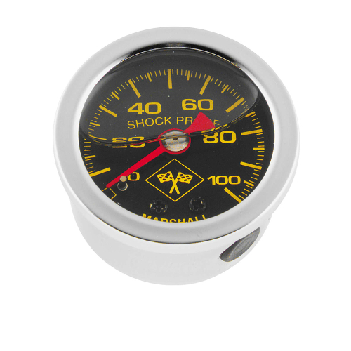 Bikers Choice - Bikers Choice Marshall Liquid Filled Shock Proof Gauge - Midnight Series 0-100 psi Silver - MNS00100