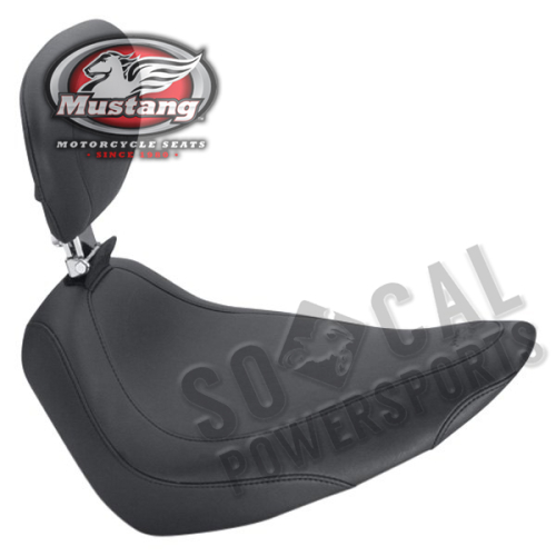 Mustang - Mustang Wide Tripper Solo Seat with Driver Backrest - Smooth - Black - 79750
