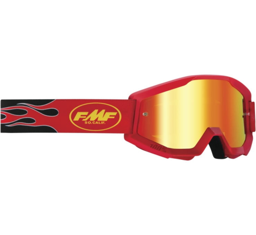 FMF Racing - FMF Racing PowerCore Flame Youth Goggles - F-50055-00004 - Red / Red Mirror Lens - OSFM