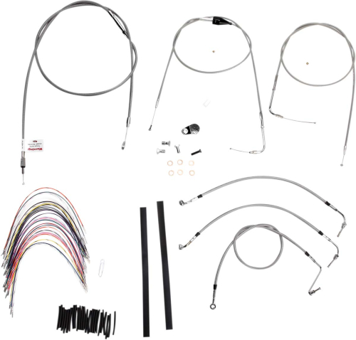 Burly Brand - Burly Brand Extended Cable/Brake Line Kit for 14in. Gorilla Handlebars - Stainless Steel - B30-1082