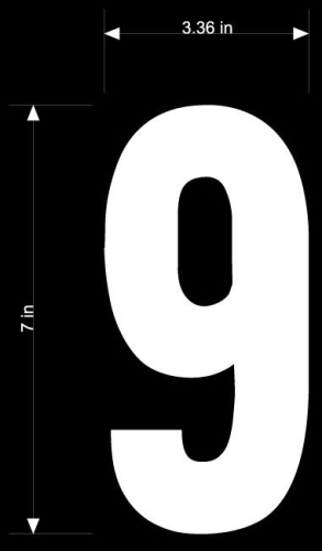 Dirt Digits - Dirt Digits Extreme Digits Competition Stick-On 7in. White Number - 9 - XT73W-9