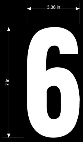 Dirt Digits - Dirt Digits Extreme Digits Competition Stick-On 7in. White Number - 6 - XT73W-6