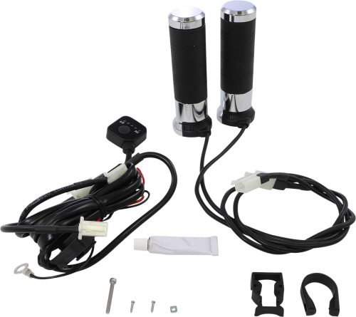 Koso North America - Koso North America Titan Heated Grips for 7/8in. + 1in. Handlebars - Chrome - AX065MGO