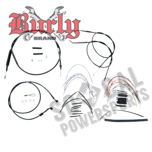 Burly Brand - Burly Brand Extended Cable/Brake Line Kit for 16in. Ape Handlebars - Black Vinyl - B30-1005