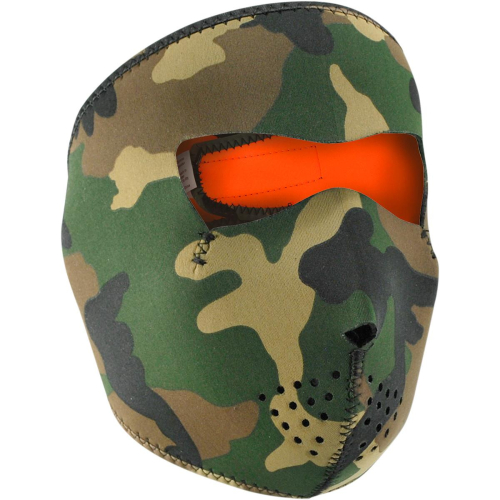Zan Headgear - Zan Headgear Full Face Mask - WNFM118HV - Camo/Hi-Vis Orange Reversible - OSFM
