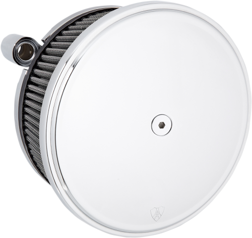 Arlen Ness - Arlen Ness Billet Sucker Stage II Air Filter Kit with Steel Cover - Smooth Chrome - Red Filter - 18-818