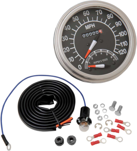 Drag Specialties - Drag Specialties 5in. Dash Mount 2:1 Speedometer - 68-84 Face with 12V Tach - 72418M-BX33