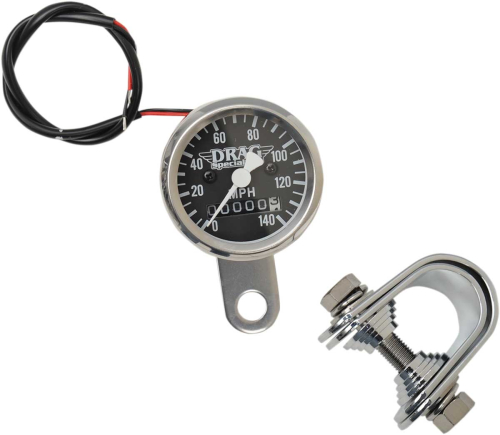 Drag Specialties - Drag Specialties 1 7/8in. Mini Mechanical Speedometer - 2240:60 Ratio - Black Face - 21-6960DS-BX15A