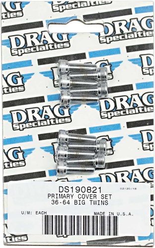 Drag Specialties - Drag Specialties Socket-Head Primary Cover Bolt Set - Knurled - Chrome - MK159