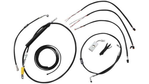 LA Choppers - LA Choppers Complete Handlebar Cable/Brake & Clutch Line/Wire Kit - Black Vinyl - LA-8155KT2-19B