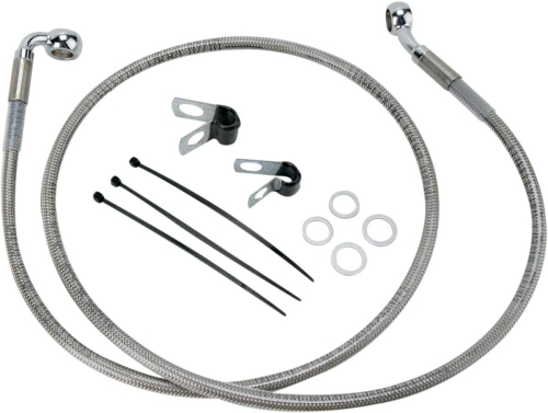 Drag Specialties - Drag Specialties Extended Stainless Steel Front Brake Line Kit - Clear Coated - 44 7/8in. - 640112-6