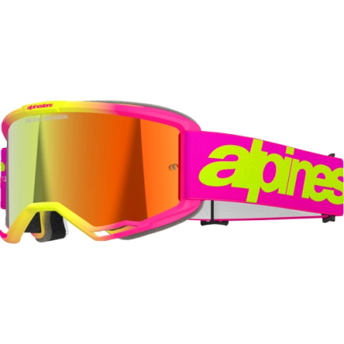 Alpinestars - Alpinestars Vision 5 Wordmark Goggles - 5102425-3085 - Pink/Yellow Fluo/Red Mirror Lens - OSFM