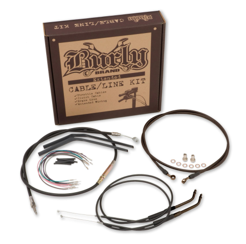 Burly Brand - Burly Brand Extended Cable/Brake Line Kit for 16in. Ape Handlebars - Black - B30-1209