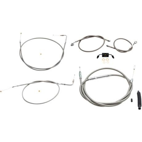 LA Choppers - LA Choppers Standard Handlebar Cable/Brake & Clutch Line/Wire Kit - Stainless Braided - LA-8231KT-19