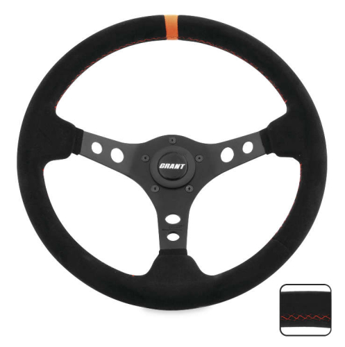 Grant - Grant 694 Suede Series Steering Wheel - Black/Orange - 699