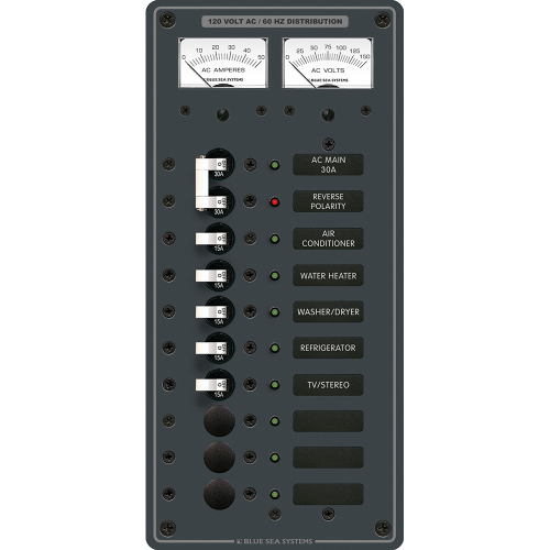 Blue Sea Systems - Blue Sea 8074 AC Main +8 Positions Toggle Circuit Breaker Panel - White Switches
