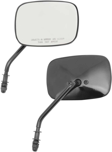 Drag Specialties - Drag Specialties OEM Style Rectangular Mirrors - Short Stem - Black - 0640-0981