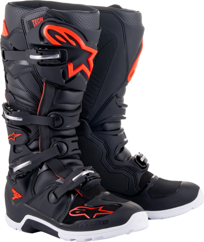Alpinestars - Alpinestars Tech 7 Enduro Boots - 2012114-1030-8 - Black/Red Fluorescent - 8