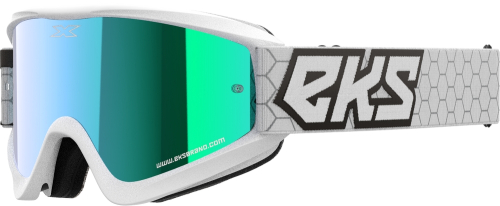 EKS Brand - EKS Brand GOX Flat Out Mirror Goggles -Blue Lens - 067-60525 - White/Black - OSFA