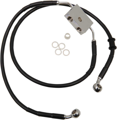 Drag Specialties - Drag Specialties Extended Length Stainless Steel Front Brake Line Kit - +4in. - Black Vinyl - 1741-5319