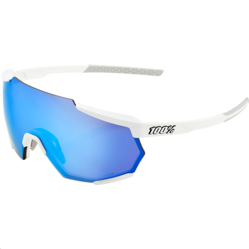 100% - 100% Racetrap Sunglasses - 61037-000-75 - Matte White/Hiper Blue Mirror Lens - OSFA