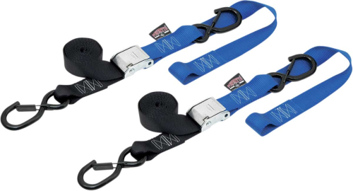 Powertye - Powertye 1 1/2in. Cam-Buckle with Safety Latch Hooks and Soft-Tye - Black/Blue - 29623-S