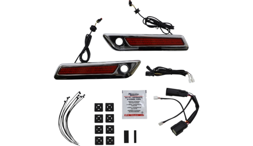 Custom Dynamics - Custom Dynamics Saddlebag Hinge Covers with LED Light - Red/Chrome - CD-SBL-BCM-RC