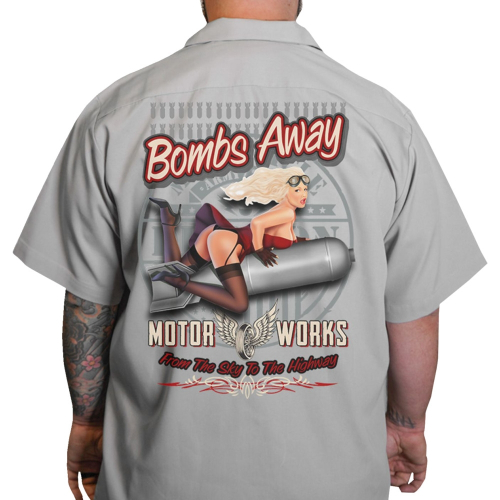 Lethal Threat - Lethal Threat Red Bomber Pinup Shop Shirt - DG60164L - Gray - Large
