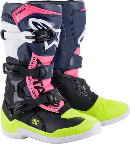 Alpinestars - Alpinestars Tech 3S Youth Girls Boots - 2014018-1176-5 - Black/Dark Blue/Pink Flourescent - 5