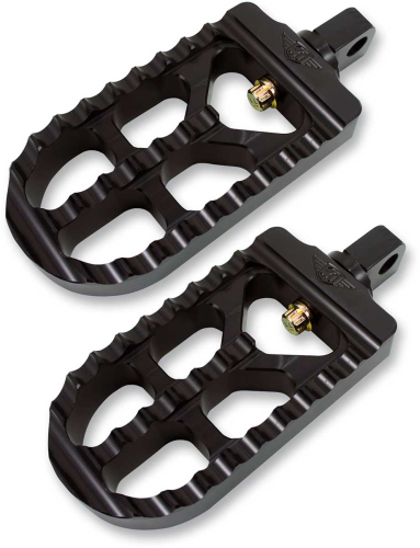Joker Machine - Joker Machine Adjustable Serrated Long Footpeg - 4-1/2in L x 2-1/2in W x 1in Thick - Black Anodized - 08-56-5B