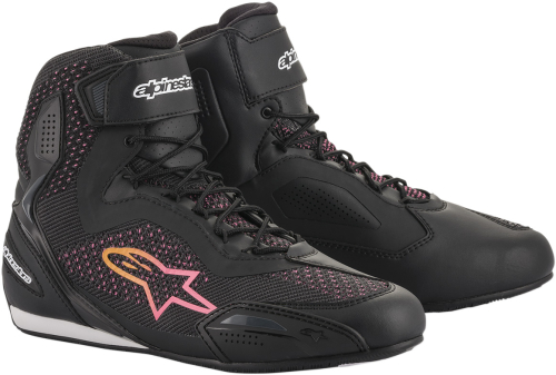Alpinestars - Alpinestars Stella Faster-3 Rideknit Womens Riding Shoes - 251052014395.5 - Black/Yellow/Pink - 5.5