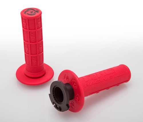 TORC1 Racing - TORC1 Racing Defy MX Lock-On Half Waffle Grips - Red - 3755-0402
