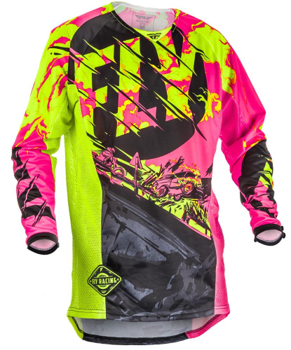 Fly Racing - Fly Racing Kinetic Outlaw Jersey - 371-529M - Black/Neon Pink - Medium