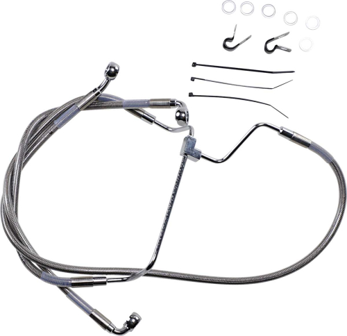 Drag Specialties - Drag Specialties Extended Stainless Steel Front Brake Line Kit - Clear Coated -  17-1/4in, 21-1/2in, 30-1/4in. - 1741-3975