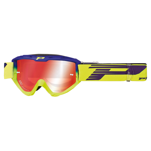 Pro Grip - Pro Grip 3450 Riot Goggles - PZ3450BEGFFL - Electric Blue/Fluorescent Yellow / Mirrored Lens - OSFA