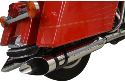 LA Choppers - LA Choppers Rotatable Slash 4in. Slip-Ons - Chrome/Black - LA-1094-03B