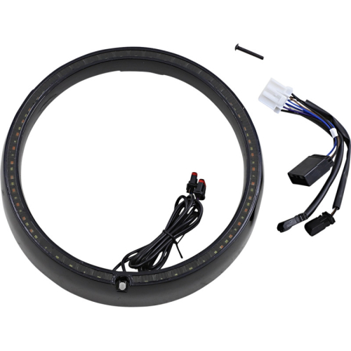 Custom Dynamics - Custom Dynamics Probeam Amber/White Headlamp Trim Ring with Standard Turn Signal - Black - PB-7TR-AW-3B