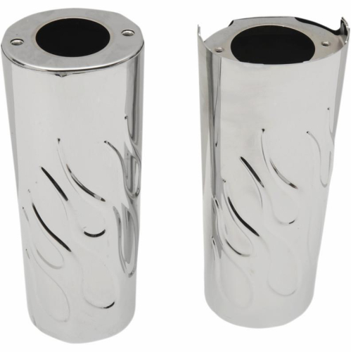Drag Specialties - Drag Specialties Flame Fork Slide Covers - +2in. - Chrome - 0411-0149