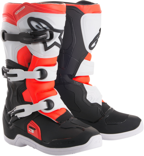 Alpinestars - Alpinestars Tech 3S Youth Boots - 2014018-1231-8 - Black/White/Red Fluo - 8