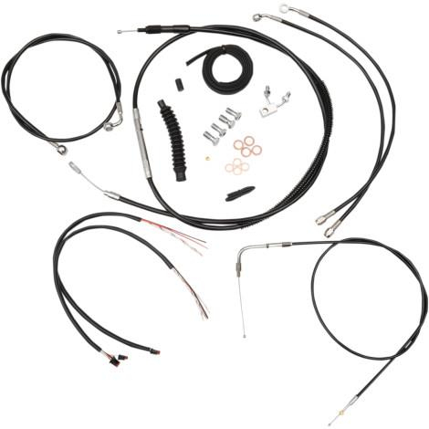 LA Choppers - LA Choppers Complete Handlebar Cable/Brake & Clutch Line/Wire Kit - Black Vinyl/Stainless - LA-8123KT2-19B
