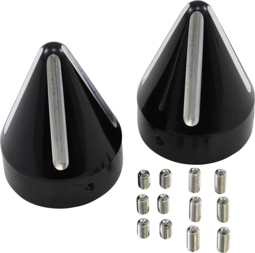 LA Choppers - LA Choppers Axle Caps - Black Machined Spike - LA-7813-00B